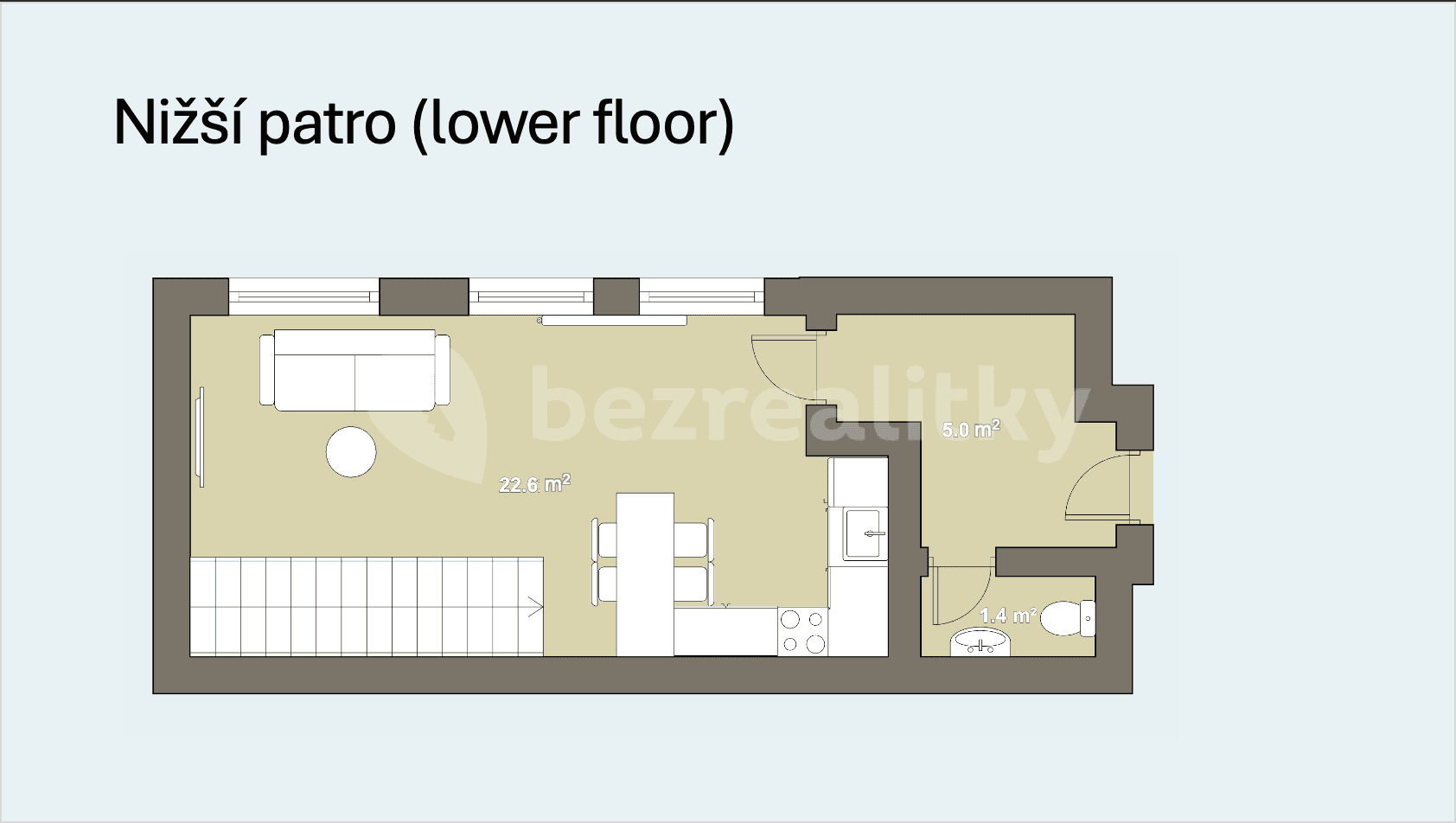 2 bedroom with open-plan kitchen flat for sale, 55 m², Radlická, Prague, Prague