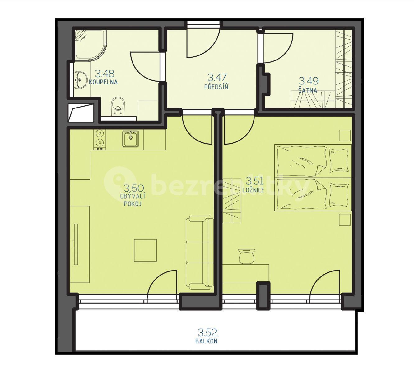 1 bedroom with open-plan kitchen flat for sale, 60 m², České Vrbné, České Budějovice, Jihočeský Region