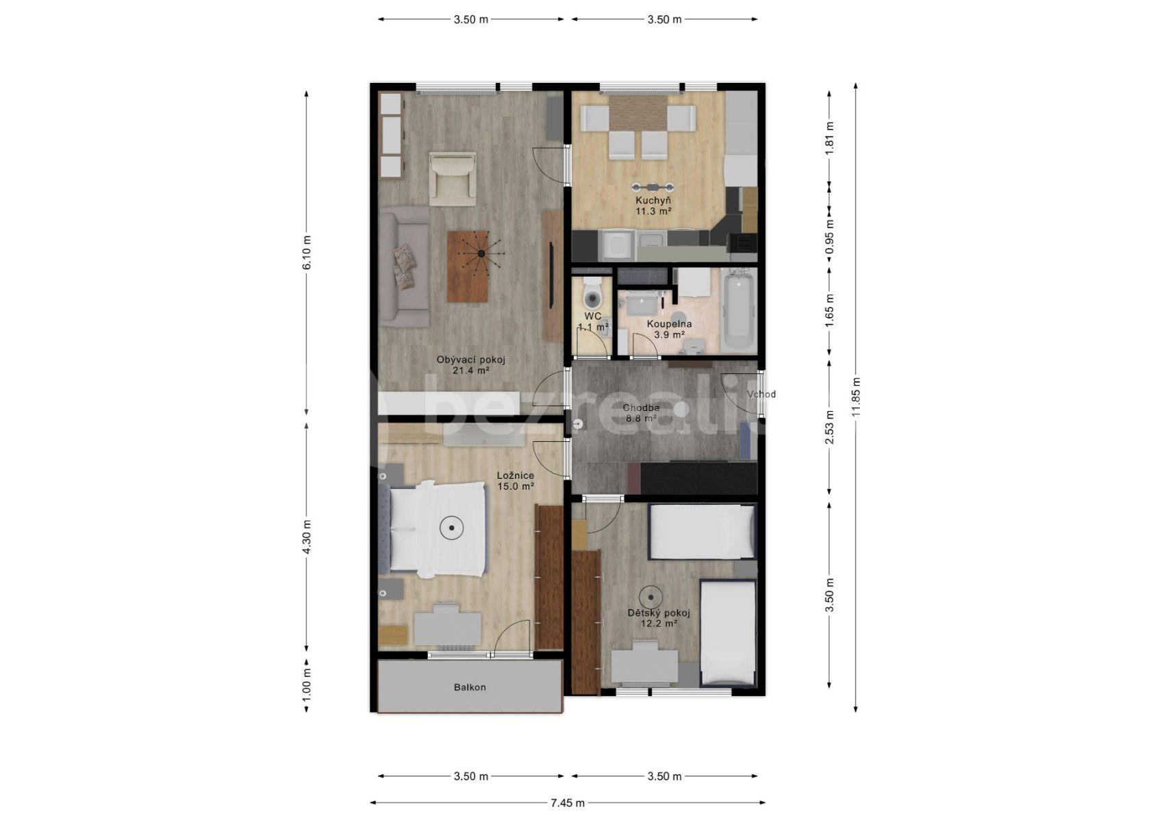 3 bedroom flat to rent, 71 m², U trati, Jičín, Královéhradecký Region