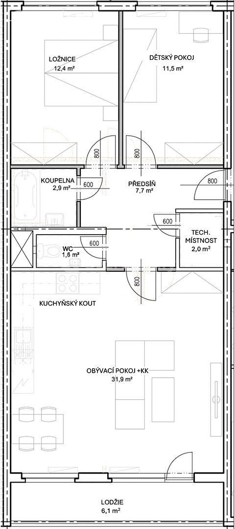 2 bedroom with open-plan kitchen flat for sale, 73 m², Vašátkova, Prague, Prague