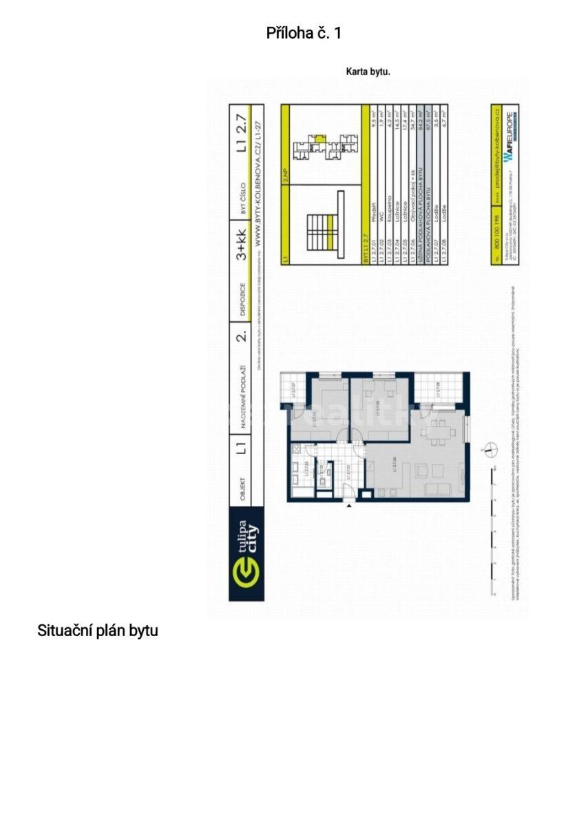 2 bedroom with open-plan kitchen flat for sale, 87 m², Strnadových, Prague, Prague