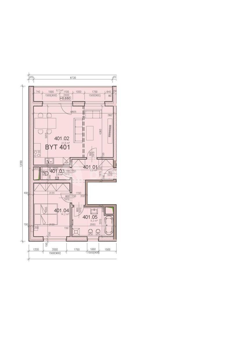 2 bedroom with open-plan kitchen flat for sale, 74 m², Psárská, Prague, Prague