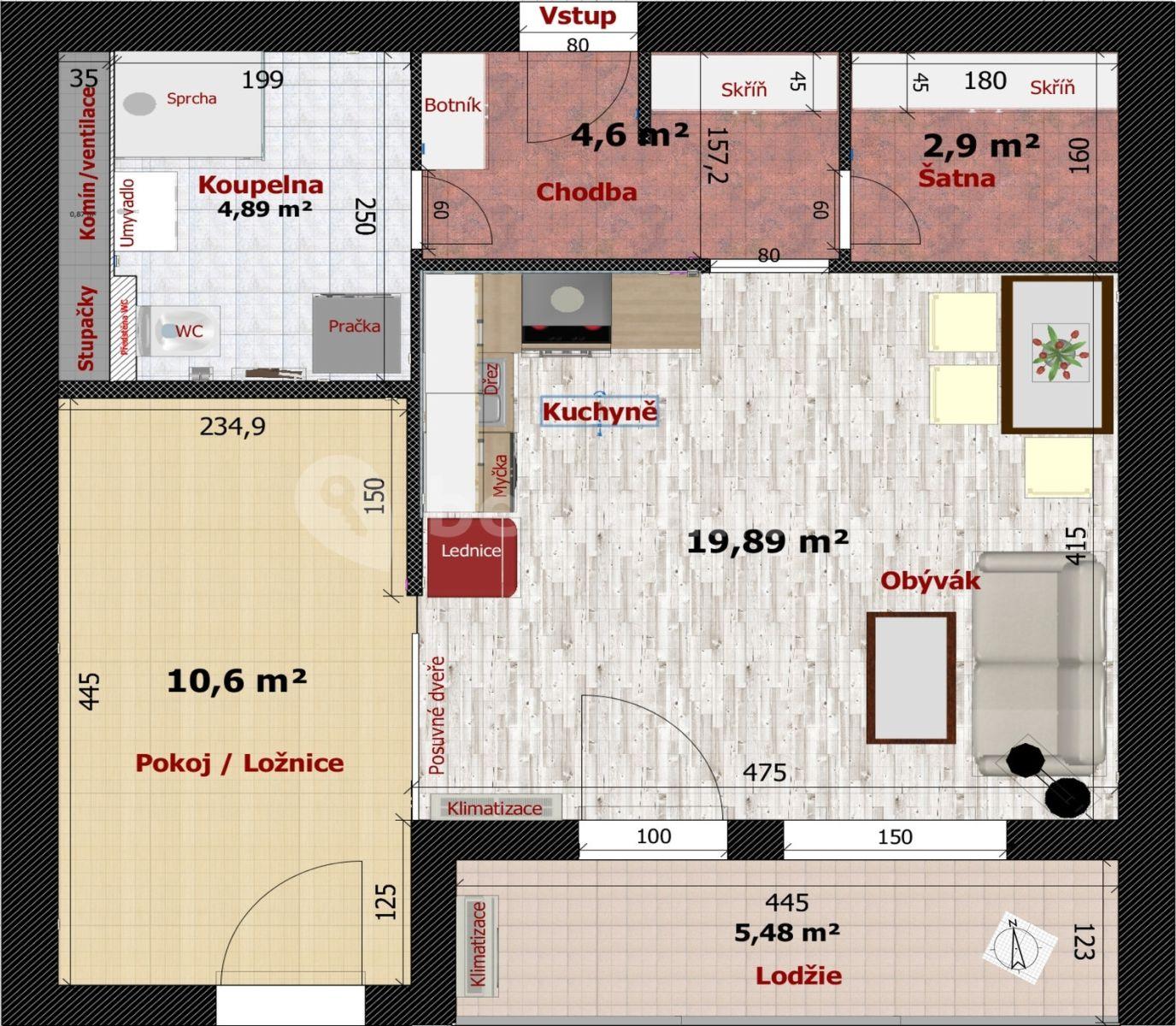 1 bedroom with open-plan kitchen flat to rent, 49 m², Březnická, Zlín, Zlínský Region