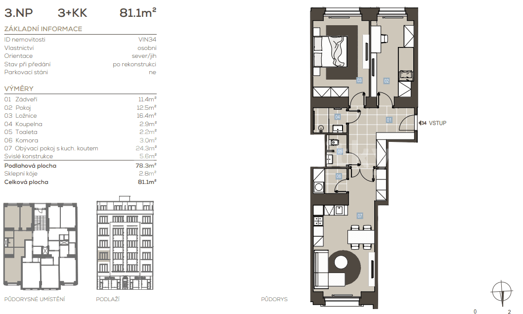 2 bedroom with open-plan kitchen flat for sale, 78 m², Vinohradská, Prague, Prague