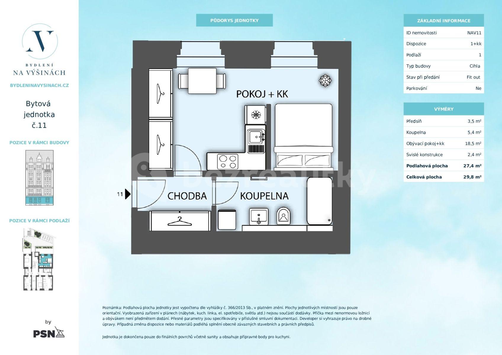 Studio flat for sale, 30 m², Na Výšinách, Prague, Prague