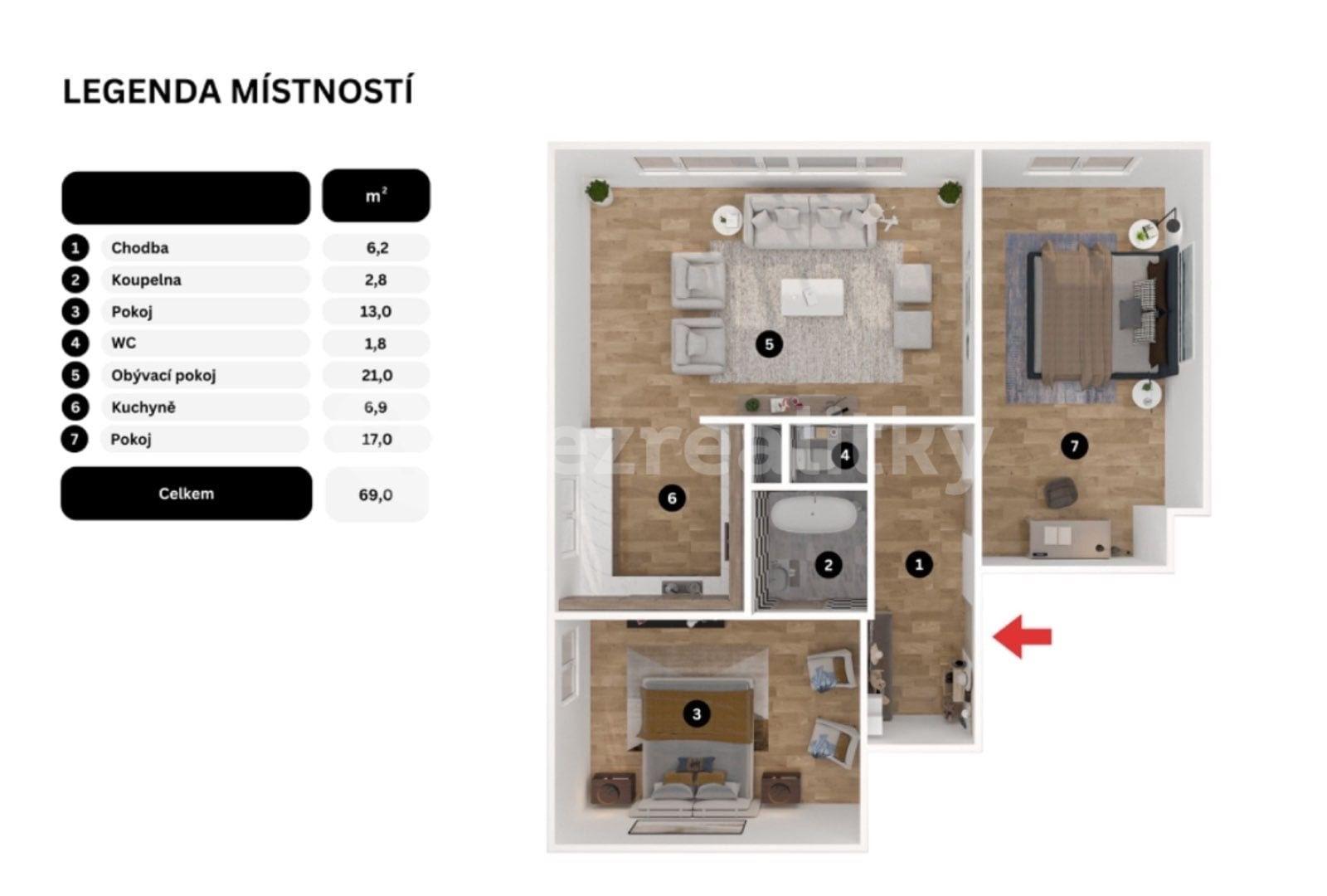 3 bedroom flat for sale, 70 m², Pod Homolkou, Beroun, Středočeský Region