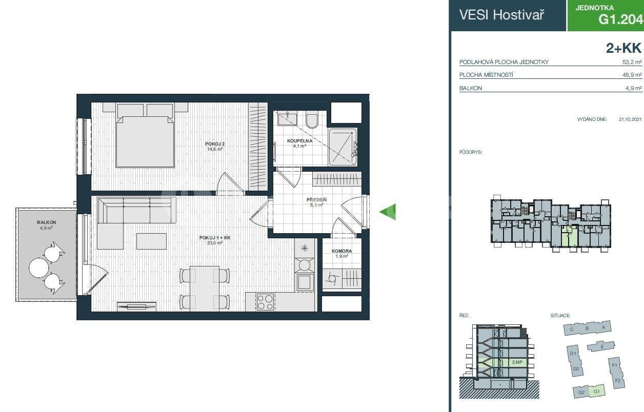 1 bedroom with open-plan kitchen flat to rent, 50 m², Nurmiho, Prague, Prague