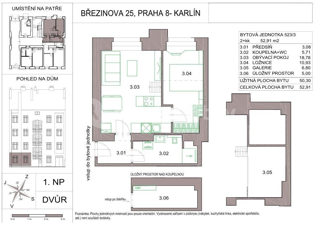 1 bedroom with open-plan kitchen flat for sale, 48 m², Březinova, Prague, Prague