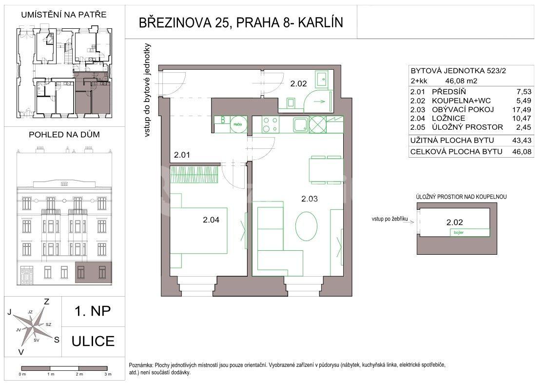 1 bedroom with open-plan kitchen flat for sale, 44 m², Březinova, Prague, Prague