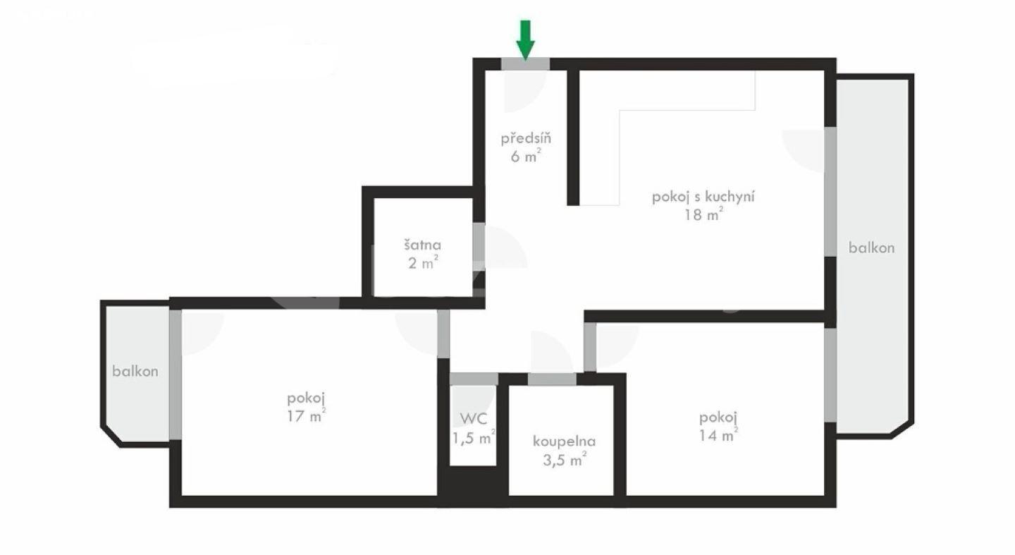 2 bedroom with open-plan kitchen flat to rent, 68 m², Cacovická, Brno, Jihomoravský Region