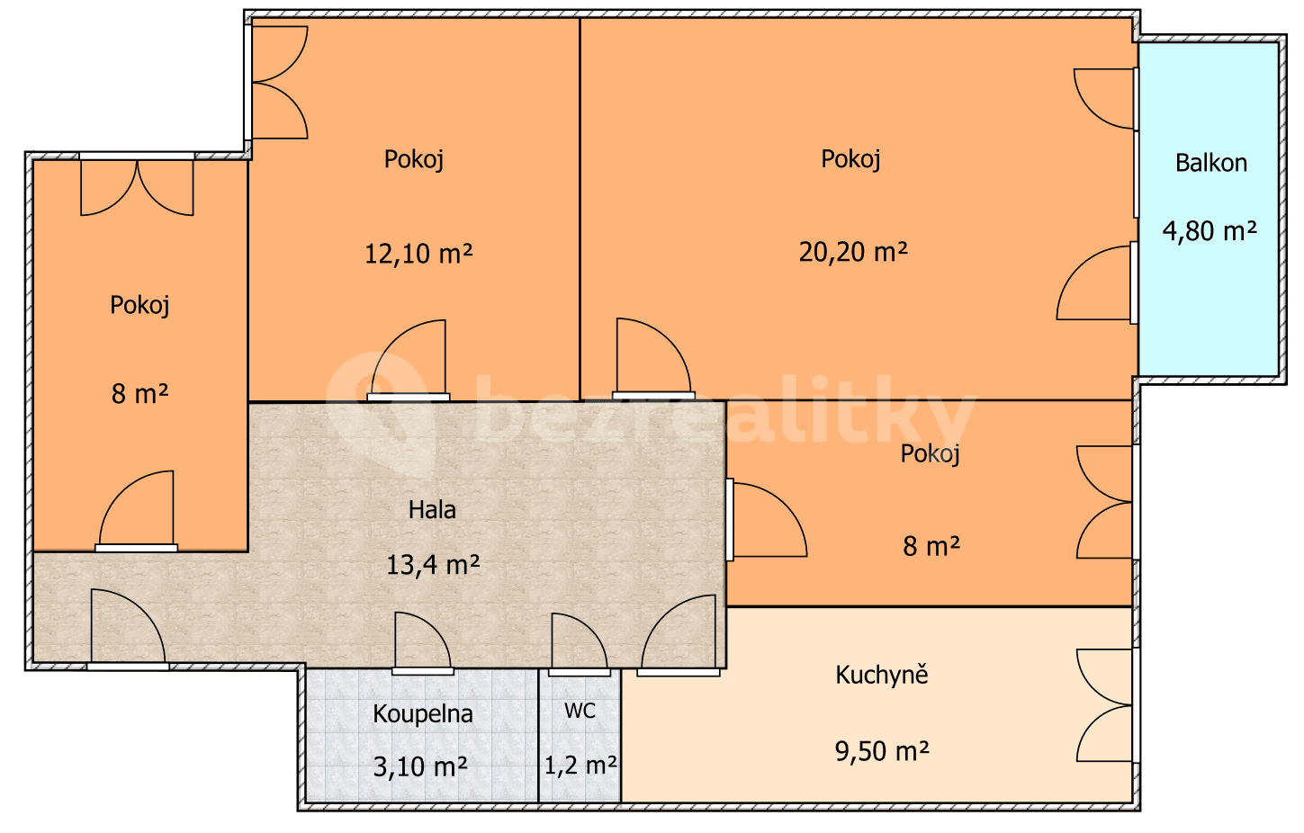 4 bedroom flat for sale, 83 m², Rolnická, Brno, Jihomoravský Region