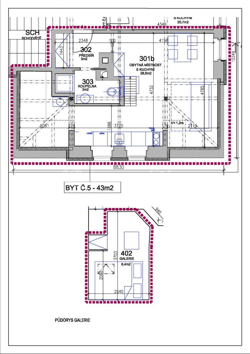 1 bedroom with open-plan kitchen flat to rent, 43 m², Josefův Důl, Liberecký Region