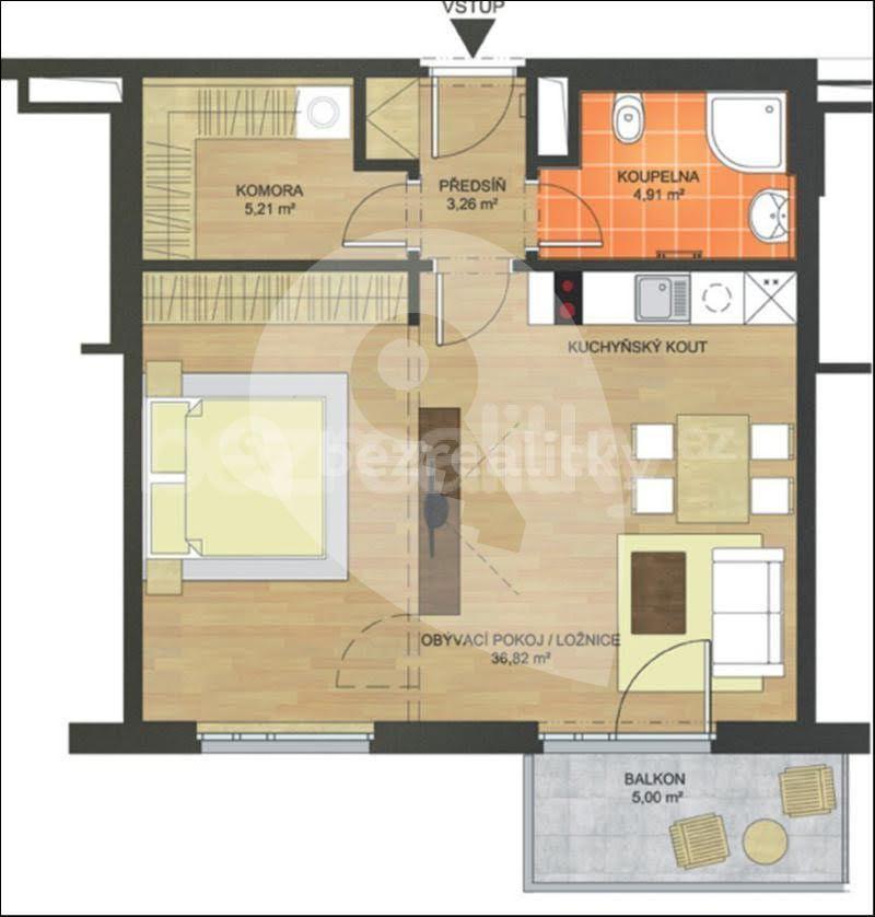 1 bedroom with open-plan kitchen flat to rent, 49 m², Mazurská, Prague, Prague