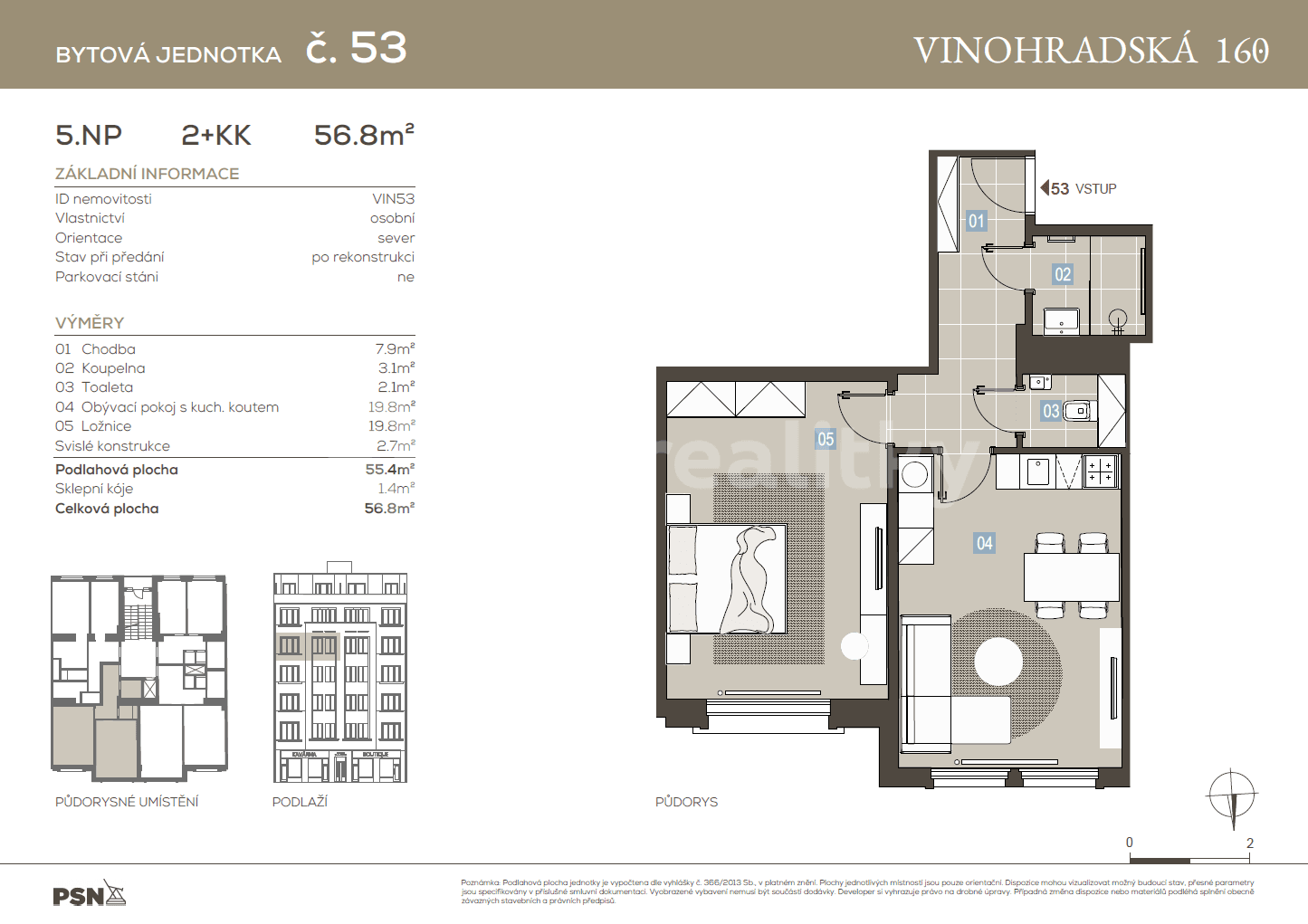 1 bedroom with open-plan kitchen flat for sale, 56 m², Vinohradská, Prague, Prague