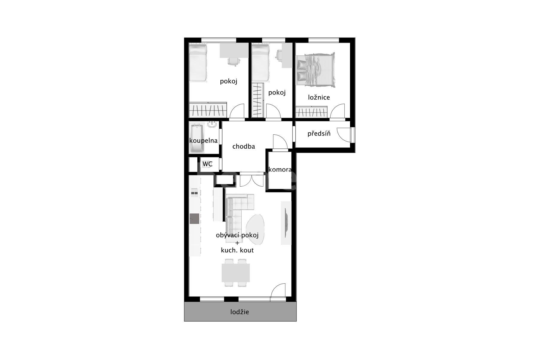 3 bedroom with open-plan kitchen flat for sale, 86 m², Zborovská, Jince, Středočeský Region