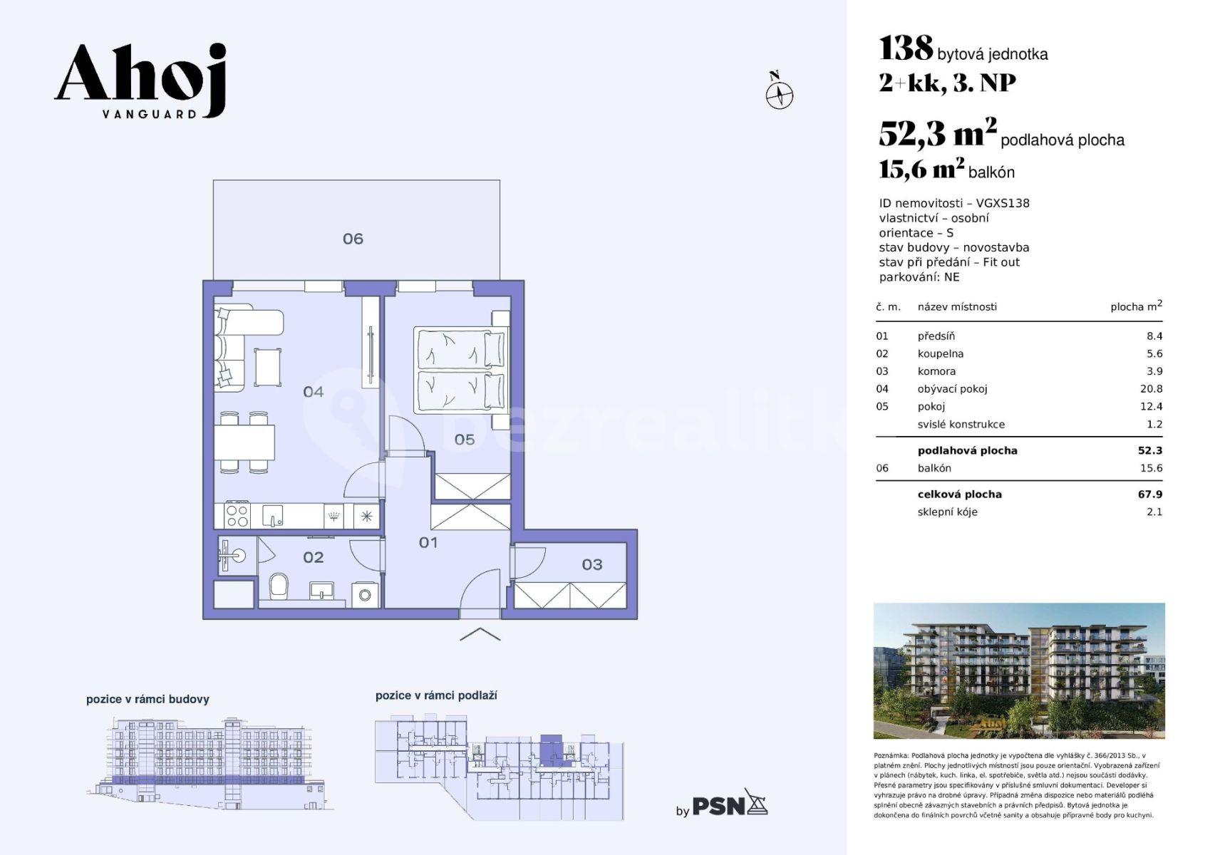 1 bedroom with open-plan kitchen flat for sale, 52 m², Československého exilu, Prague, Prague