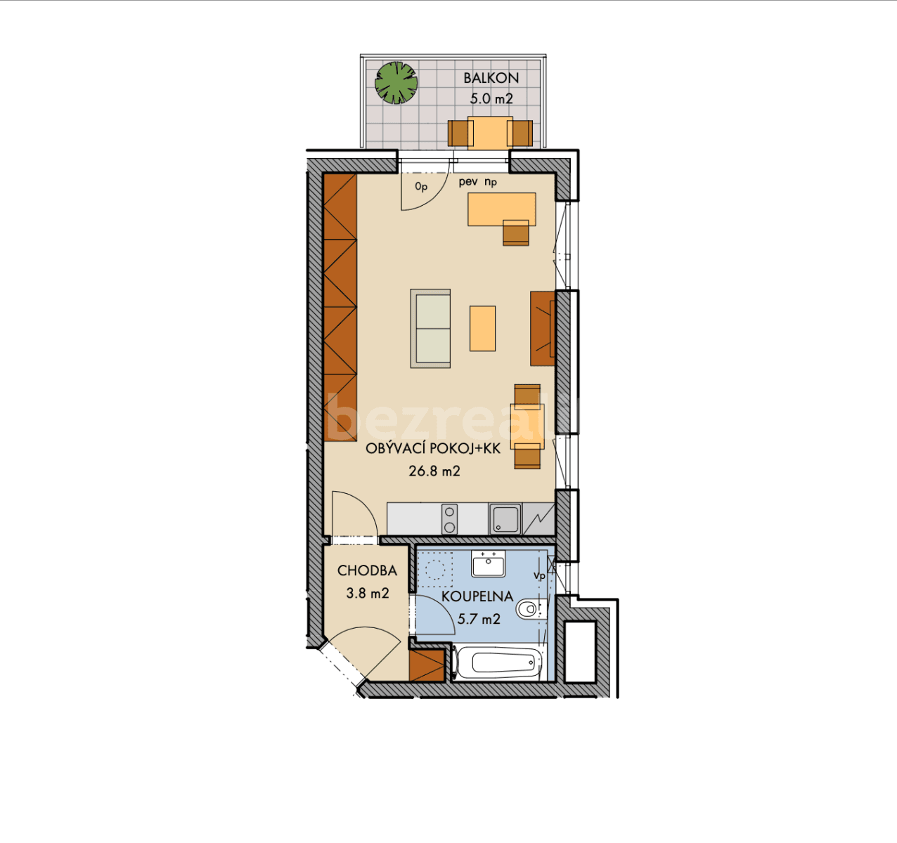 Studio flat to rent, 37 m², Honzíkova, Prague, Prague