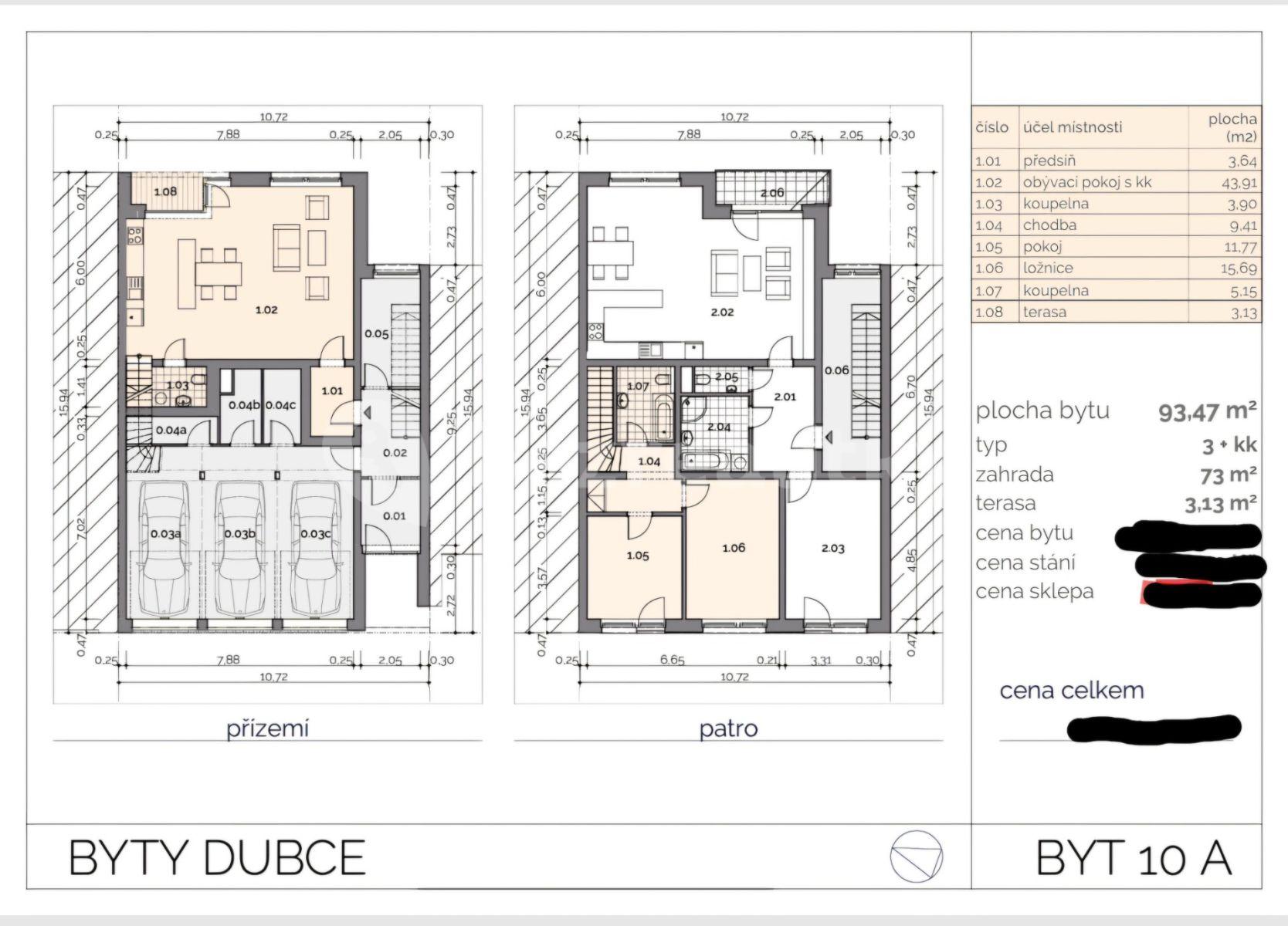 2 bedroom with open-plan kitchen flat for sale, 95 m², Mileny Hážové, Mladá Boleslav, Středočeský Region