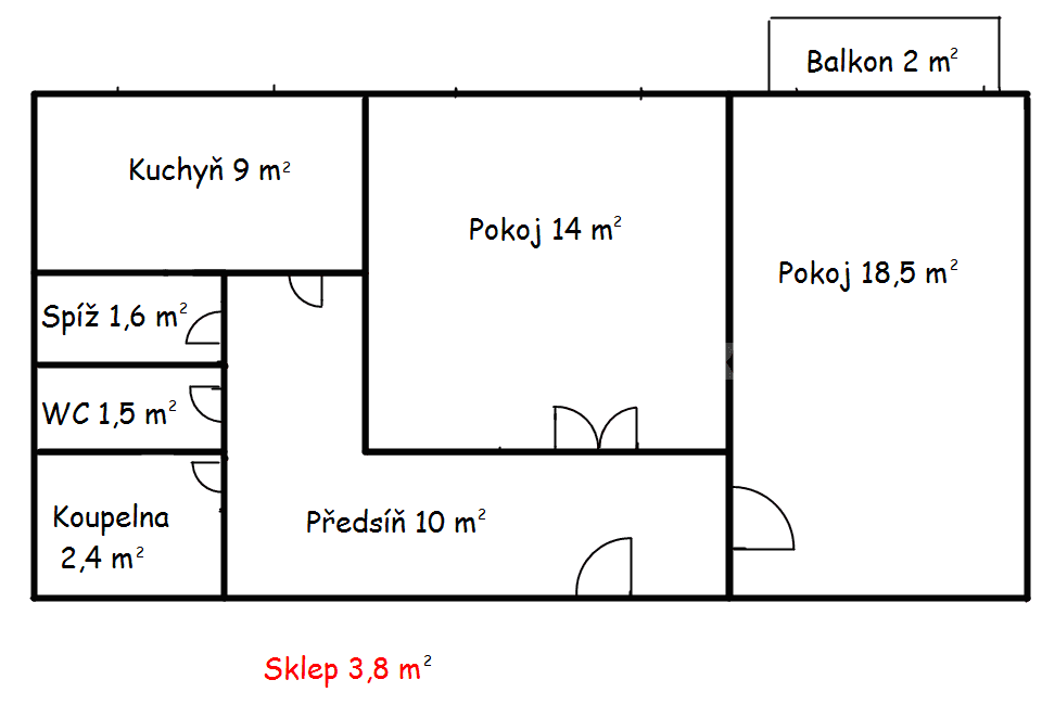 2 bedroom flat to rent, 57 m², Mánesova, Brno, Jihomoravský Region