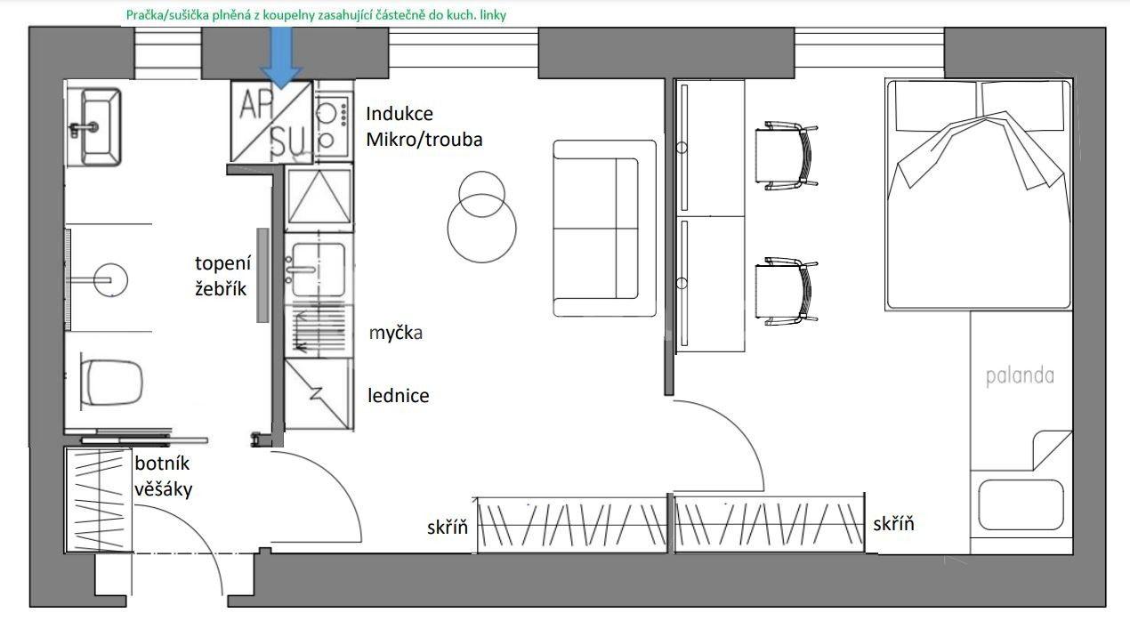 1 bedroom with open-plan kitchen flat to rent, 37 m², Vodárenská, Kladno, Středočeský Region