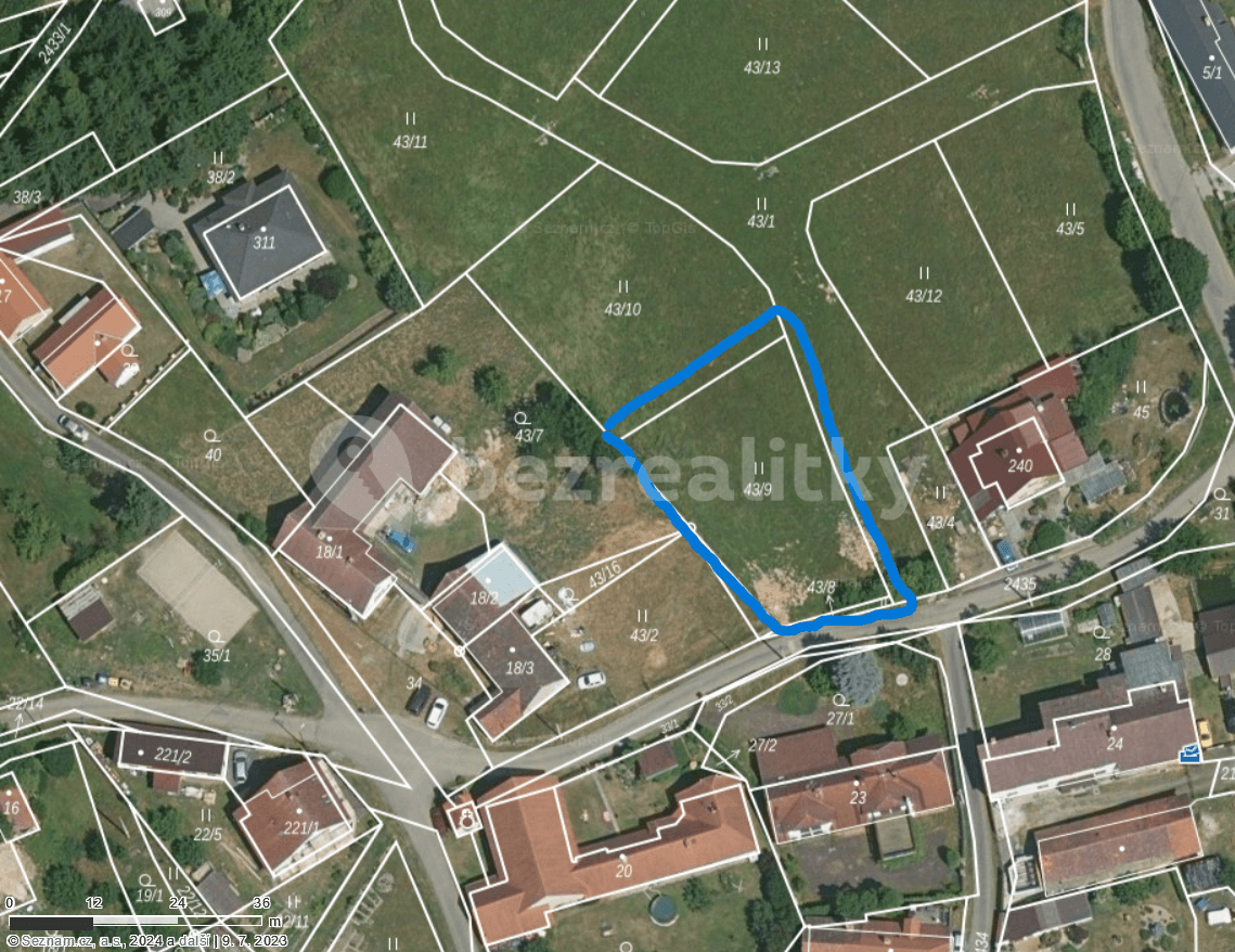 plot for sale, 835 m², Popovice, Středočeský Region