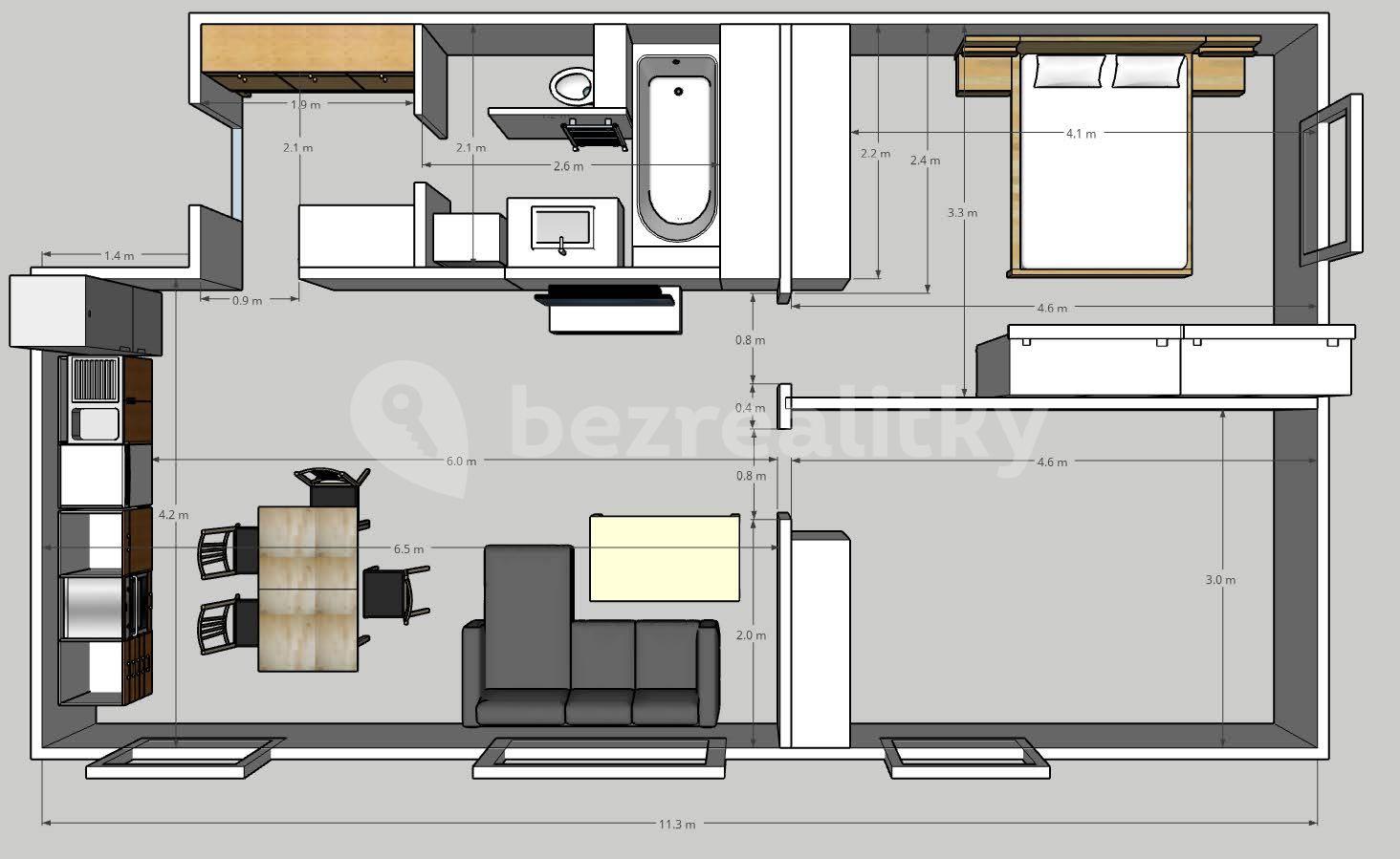 2 bedroom with open-plan kitchen flat to rent, 61 m², Na Dlouhém lánu, Prague, Prague