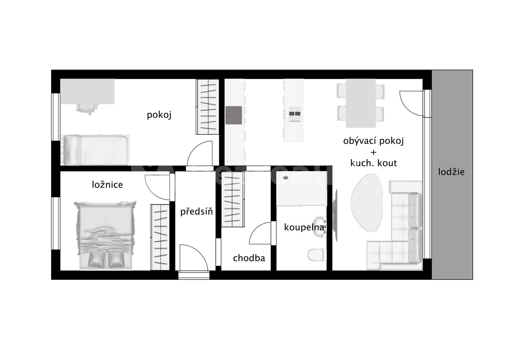 2 bedroom with open-plan kitchen flat for sale, 68 m², Jílovská, Prague, Prague