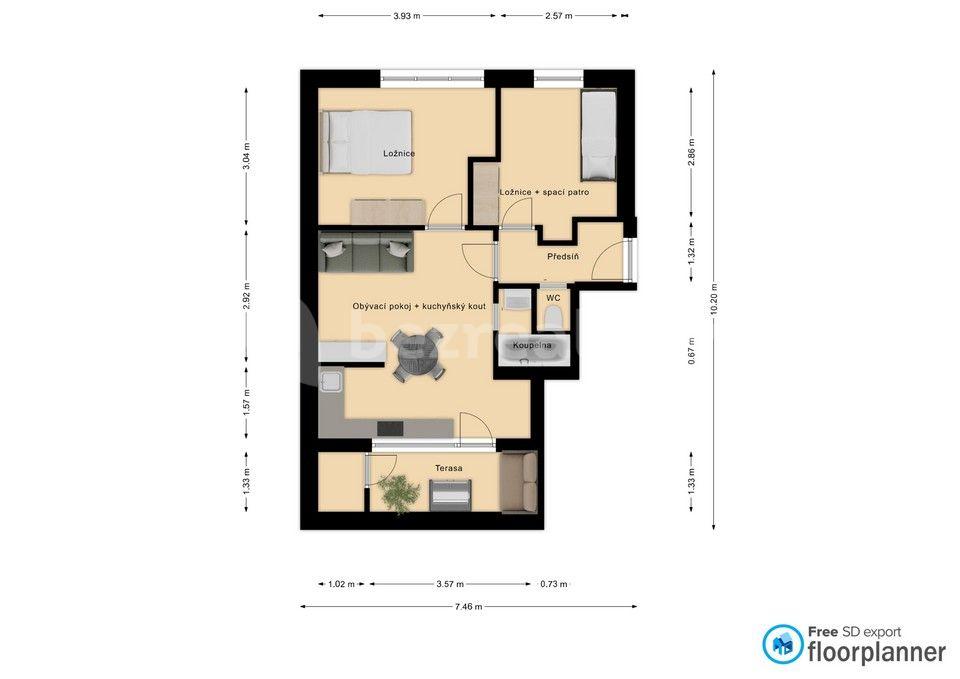 2 bedroom with open-plan kitchen flat to rent, 70 m², Budějovická, Prague, Prague