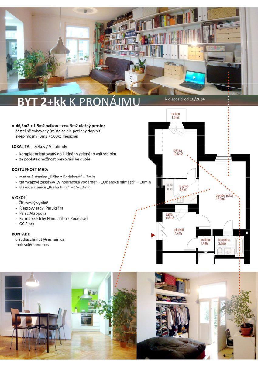 1 bedroom with open-plan kitchen flat to rent, 47 m², Fibichova, Prague, Prague