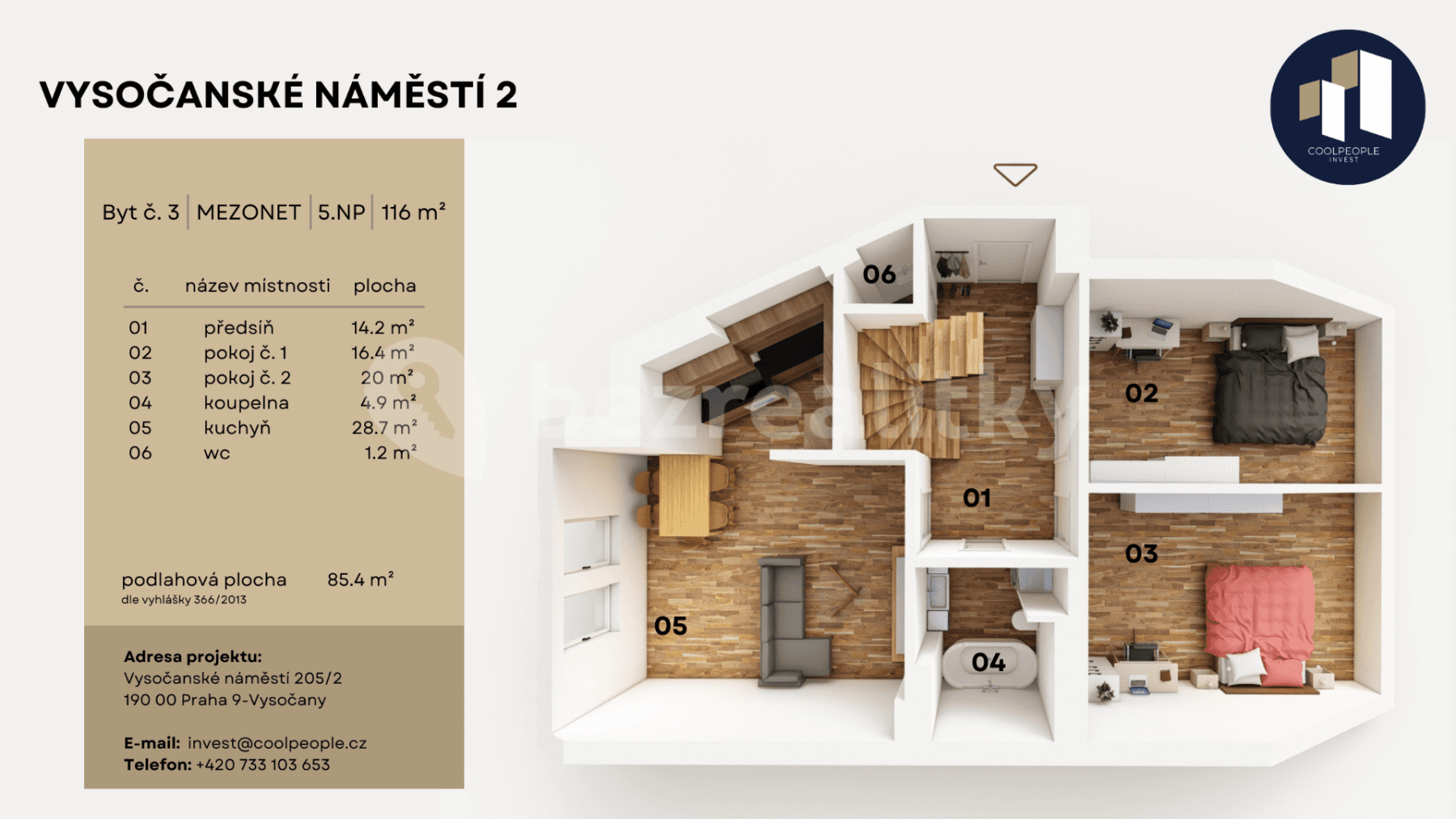 flat for sale, 116 m², Vysočanské náměstí, Prague, Prague