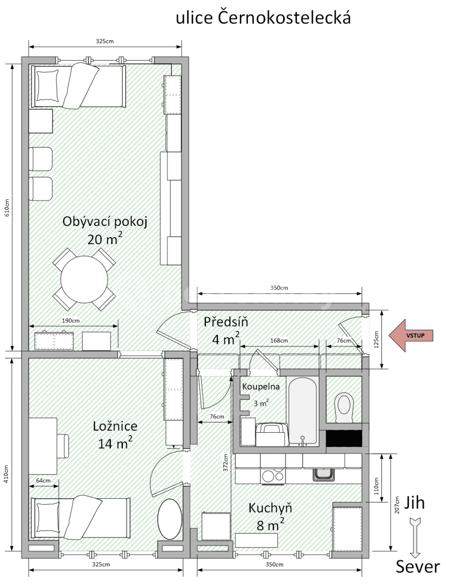 2 bedroom flat to rent, 52 m², Černokostelecká, Prague, Prague