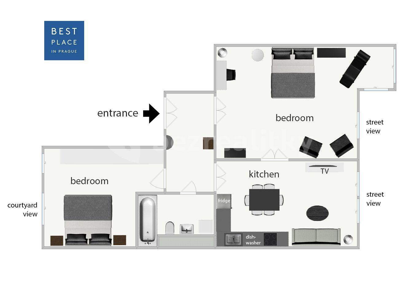 3 bedroom flat to rent, 80 m², Masarykovo nábřeží, Prague, Prague