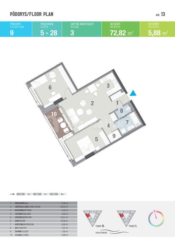 2 bedroom with open-plan kitchen flat to rent, 74 m², Landererova, Bratislava - mestská časť Staré Mesto, Bratislavský Region