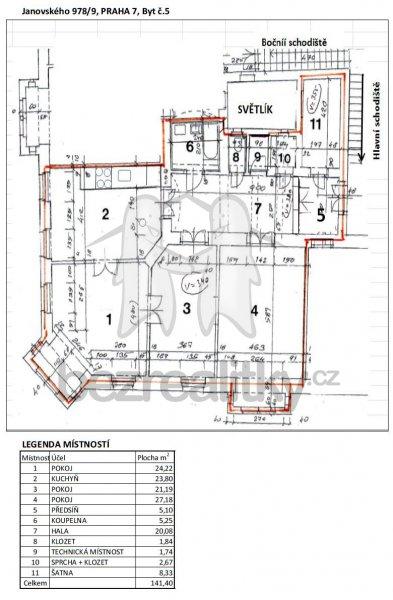 3 bedroom with open-plan kitchen flat to rent, 141 m², Janovského, Prague, Prague