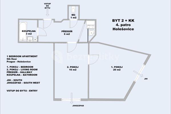 1 bedroom with open-plan kitchen flat to rent, 46 m², U Pergamenky, Praha