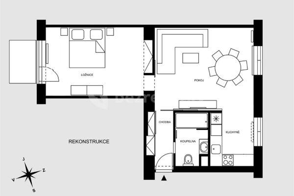 1 bedroom with open-plan kitchen flat to rent, 52 m², Křídlovická, Brno-střed