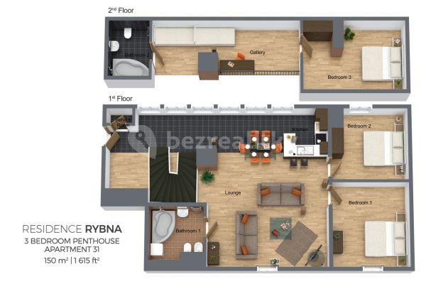 3 bedroom with open-plan kitchen flat to rent, 150 m², Rybná, Praha