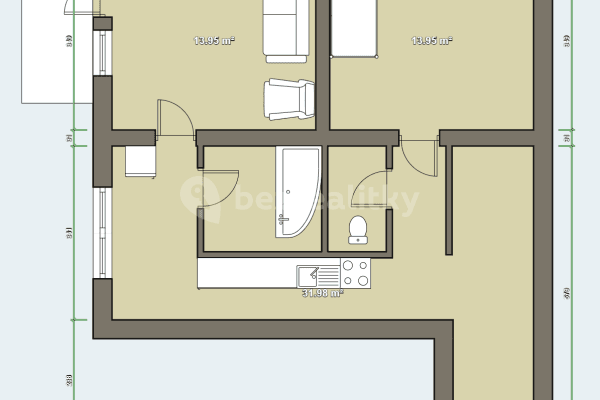 2 bedroom flat for sale, 57 m², Obránců míru, Třebíč, Vysočina Region