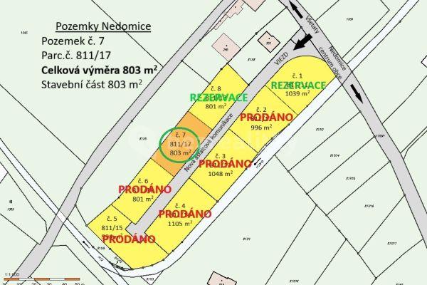 plot for sale, 803 m², Nedomice