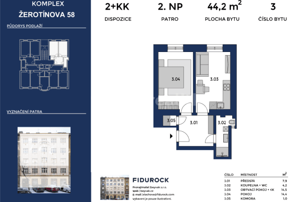 1 bedroom with open-plan kitchen flat for sale, 44 m², Žerotínova, 