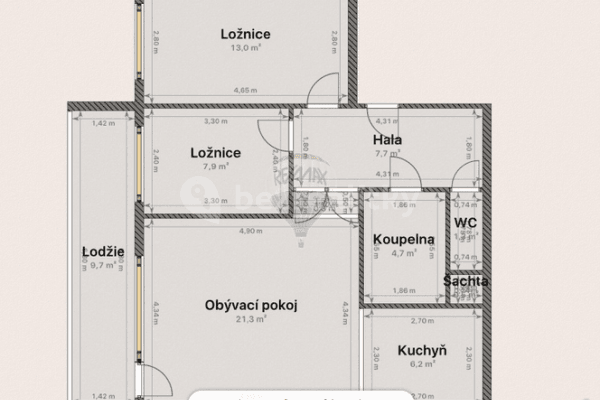 2 bedroom with open-plan kitchen flat to rent, 56 m², Škábova, Praha