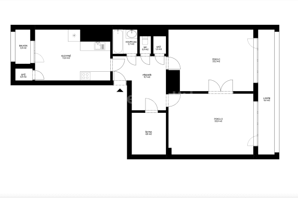 2 bedroom flat to rent, 78 m², Bayerova, Brno